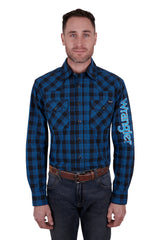 Wrangler Men's Betts Check Logo Western Long Sleeve Shirt