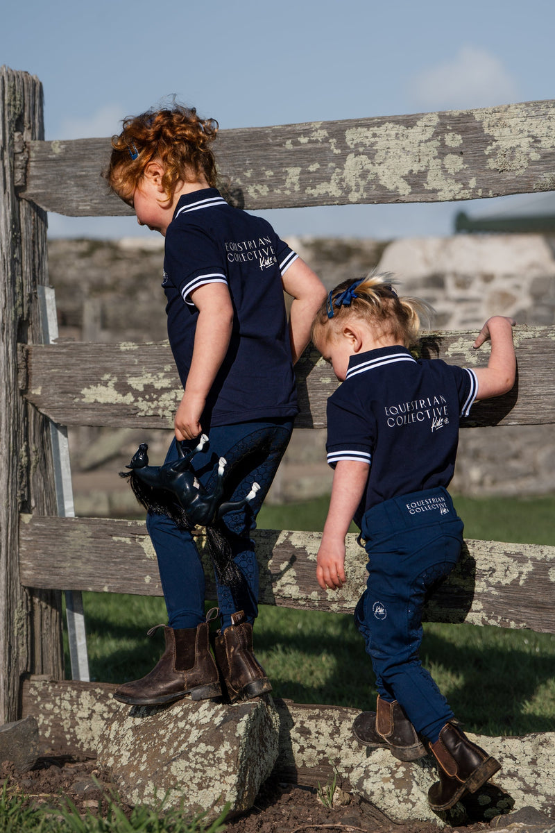 Equestrian Collective Youth Honeycomb Technical Tights - Navy