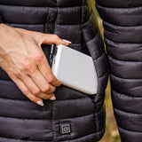 Woof Wear Heated Jacket showing power bank stored in internal pocket
