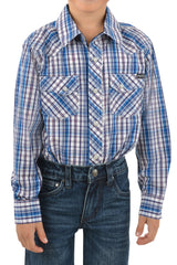 Pure Western Bolt Check Western Long Sleeve Shirt - Boys