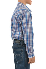 Pure Western Bolt Check Western Long Sleeve Shirt - Boys