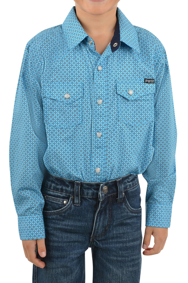 Pure Western Roy Print Western Long Sleeve Shirt - Boys