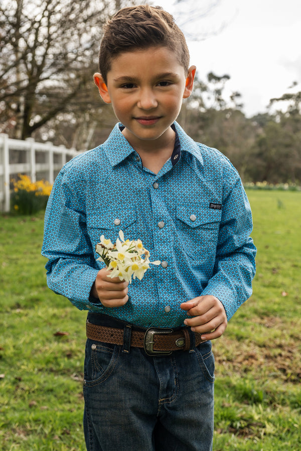 Pure Western Roy Print Western Long Sleeve Shirt - Boys